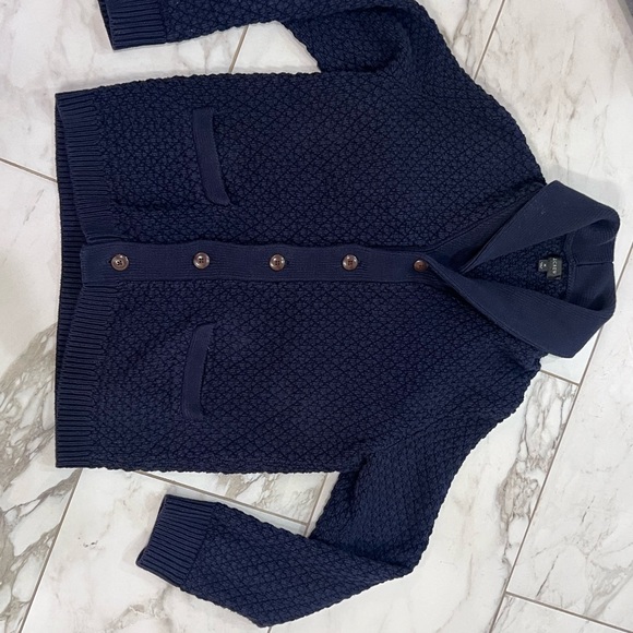 J Crew navy chunky cotton cable-knit shawl collar Cardigan Sweater - Picture 15 of 17